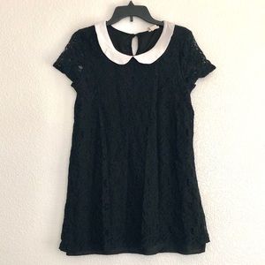 Black Lace Dress with White Collar